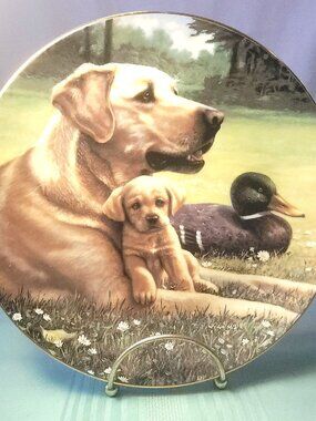 1991 Hamilton Collection Plate Like Father Like Son Jim Lamb Labrador Puppies